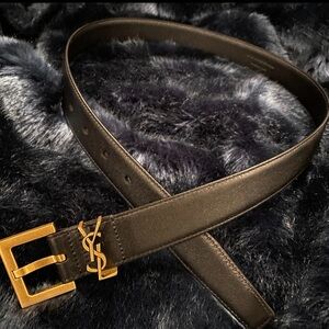 Authentic Saint Laurent Black Leather Belt